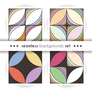 Set of abstract seamless stripe geometric patterns like leaves and flowers Illustrazione stock