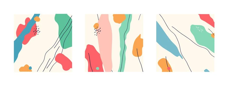 Set of abstract shape backgrounds or patterns. Creative modern graphic design Stock Illustration