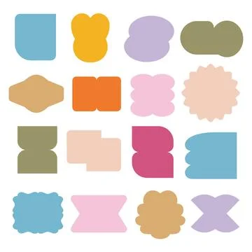 Set of abstract shape character cartoon chunky Hippie Retro hippie stickers.. Stock Illustration