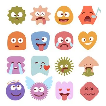 Set of abstract shape emoji emoticon face collection expression. chunky Hip.. 스톡 일러스트