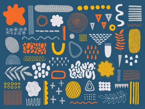 Set Abstract shape modern set.Design contemporary element.Memphis form doodle Stock Illustration