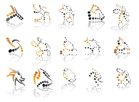 Set of abstract shapes and patterns with dots 스톡 일러스트