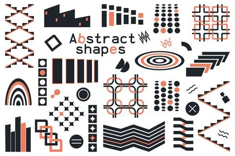 A set of abstract shapes, geometric elements for design. Stock Illustration