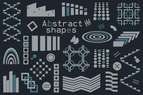A set of abstract shapes, geometric elements for design. V Illustrazione stock