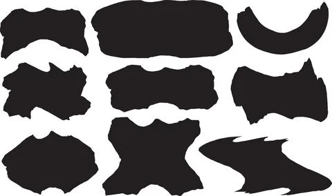 Set of abstract shapes, grunge ink blot elements, paint splatter silhouette.. Stock Illustration