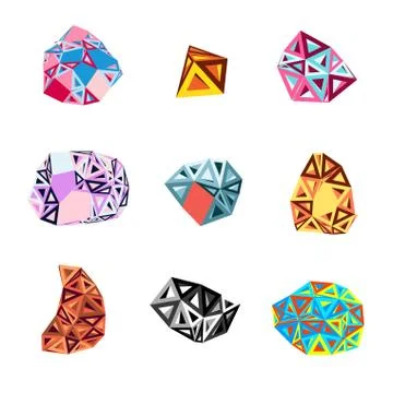 Set of abstract shapes of triangles Stock Illustration