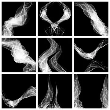 Set of abstract smoke isolated on black background Stockillustratie