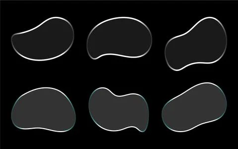 Set of abstract smooth liquid frames with metallic silver lines Stock Illustration