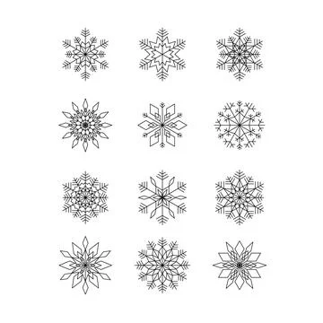 Set of abstract snowflakes. Vector illustration of design elements for wallpa Illustrazione stock