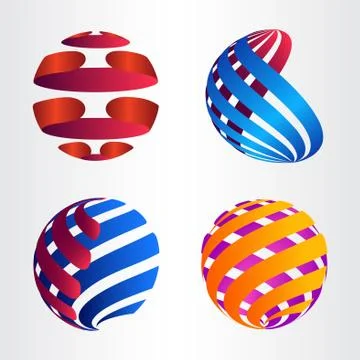 Set of abstract sphere logo Illustrazione stock
