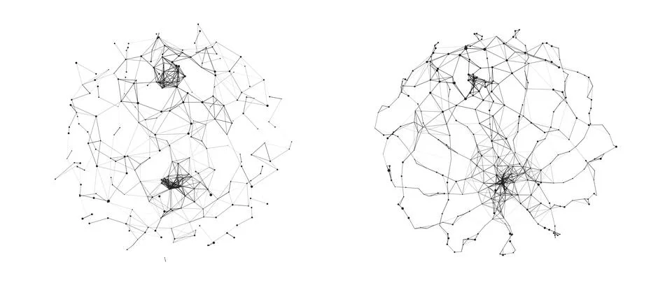 Set of abstract spheres from points and lines on a white background. Networ.. Stock Illustration