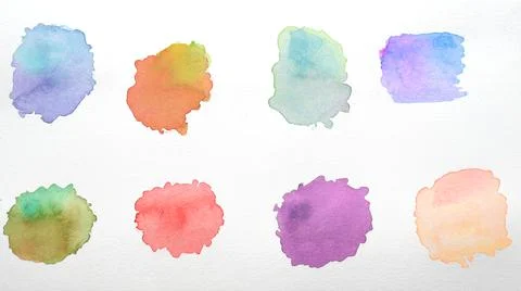Set of abstract splashes paint brush of colorful multicolored watercolor on Stock Photos