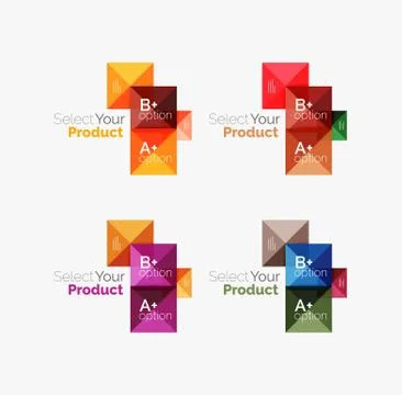 Set of abstract square interface menu navigation button Illustrazione stock