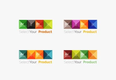 Set of abstract square interface menu navigation button Illustrazione stock