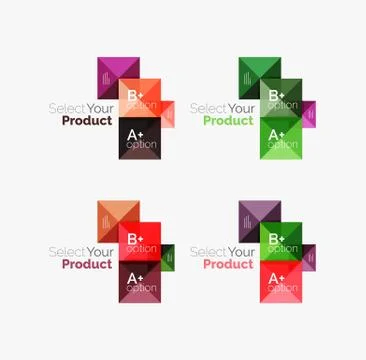Set of abstract square interface menu navigation button Stock Illustration