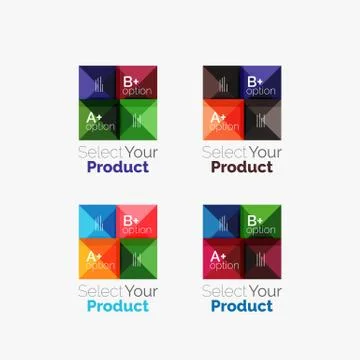 Set of abstract square interface menu navigation button Stock Illustration