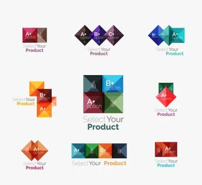Set of abstract square interface menu navigation button Stock Illustration