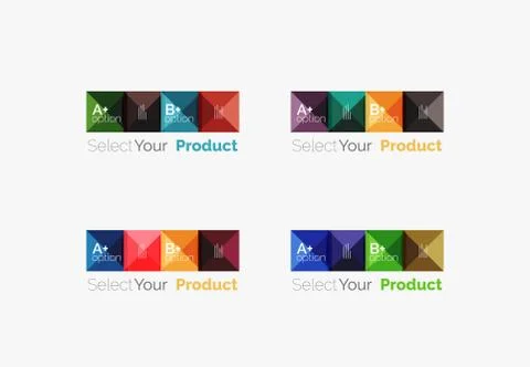 Set of abstract square interface menu navigation button Stock Illustration