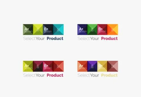 Set of abstract square interface menu navigation button Stock Illustration