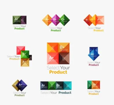 Set of abstract square interface menu navigation button Stock Illustration