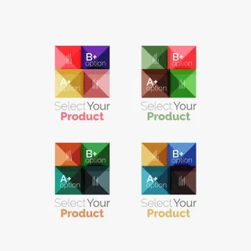 Set of abstract square interface menu navigation button Stock Illustration