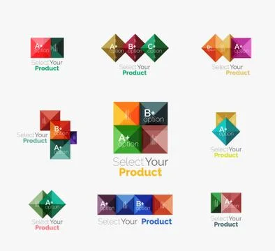 Set of abstract square interface menu navigation button Stock Illustration