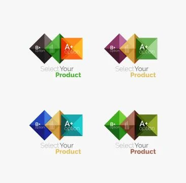 Set of abstract square interface menu navigation button Stock Illustration