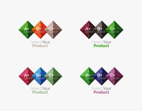 Set of abstract square interface menu navigation button Stock Illustration