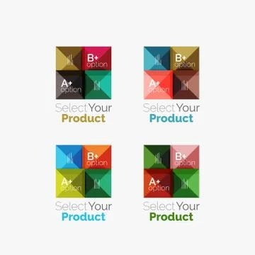 Set of abstract square interface menu navigation button Stock Illustration