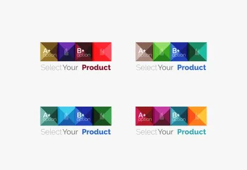 Set of abstract square interface menu navigation button Stock Illustration