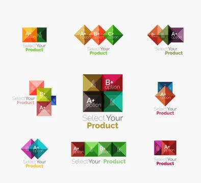Set of abstract square interface menu navigation button Stock Illustration