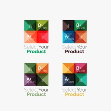 Set of abstract square interface menu navigation button Stock Illustration