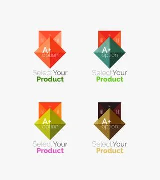 Set of abstract square interface menu navigation button Stock Illustration