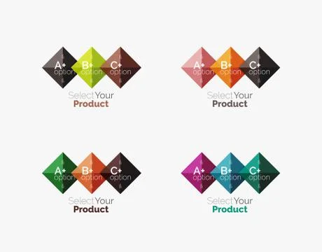 Set of abstract square interface menu navigation button Stock Illustration