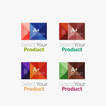Set of abstract square interface menu navigation button Stock Illustration