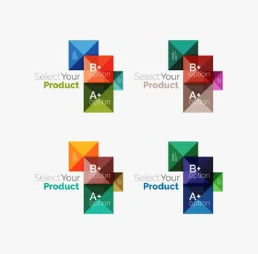 Set of abstract square interface menu navigation button Stock Illustration