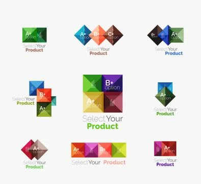 Set of abstract square interface menu navigation button Stock Illustration