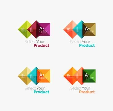 Set of abstract square interface menu navigation button Stock Illustration