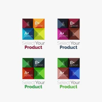 Set of abstract square interface menu navigation button Illustration
