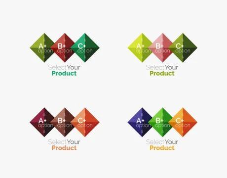 Set of abstract square interface menu navigation button Stock Illustration
