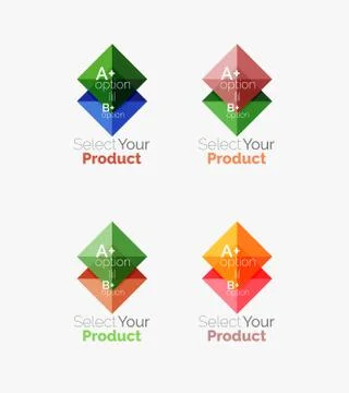 Set of abstract square interface menu navigation button Stock Illustration