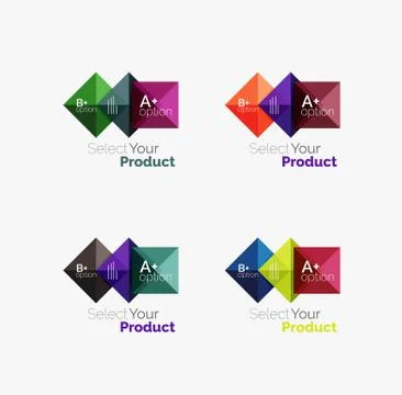 Set of abstract square interface menu navigation button Stock Illustration