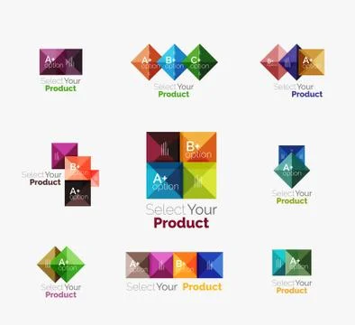 Set of abstract square interface menu navigation button Stock Illustration