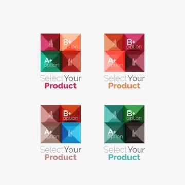 Set of abstract square interface menu navigation button Stock Illustration