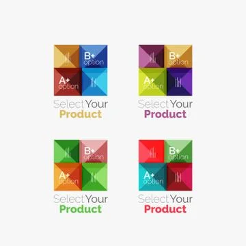 Set of abstract square interface menu navigation button Stock Illustration