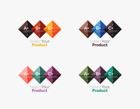 Set of abstract square interface menu navigation button Stock Illustration