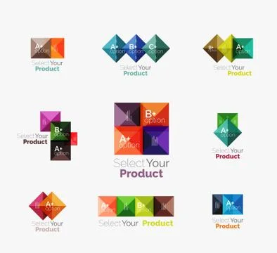 Set of abstract square interface menu navigation button Stock Illustration
