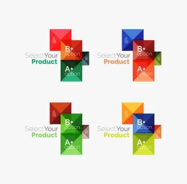 Set of abstract square interface menu navigation button Stock Illustration