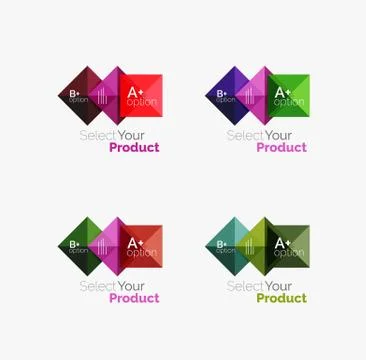 Set of abstract square interface menu navigation button Stock Illustration