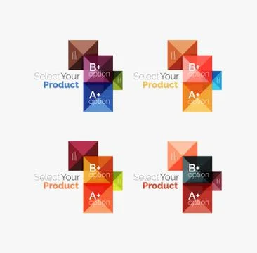 Set of abstract square interface menu navigation button Stock Illustration